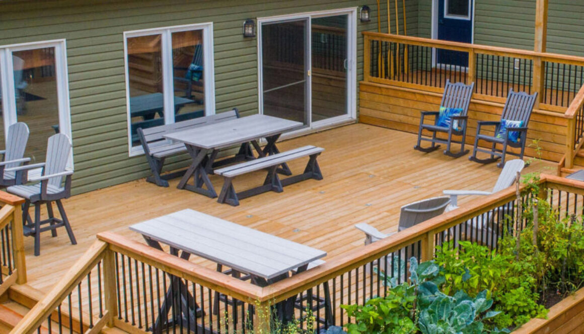 Recently stained wood deck