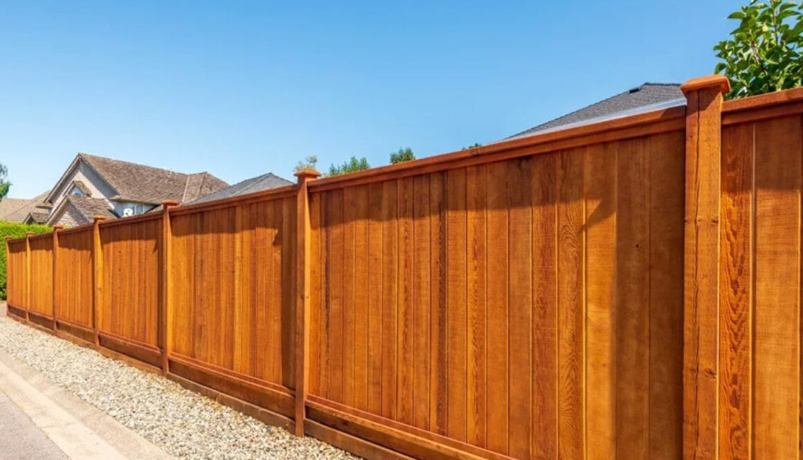 New wood fence with stain