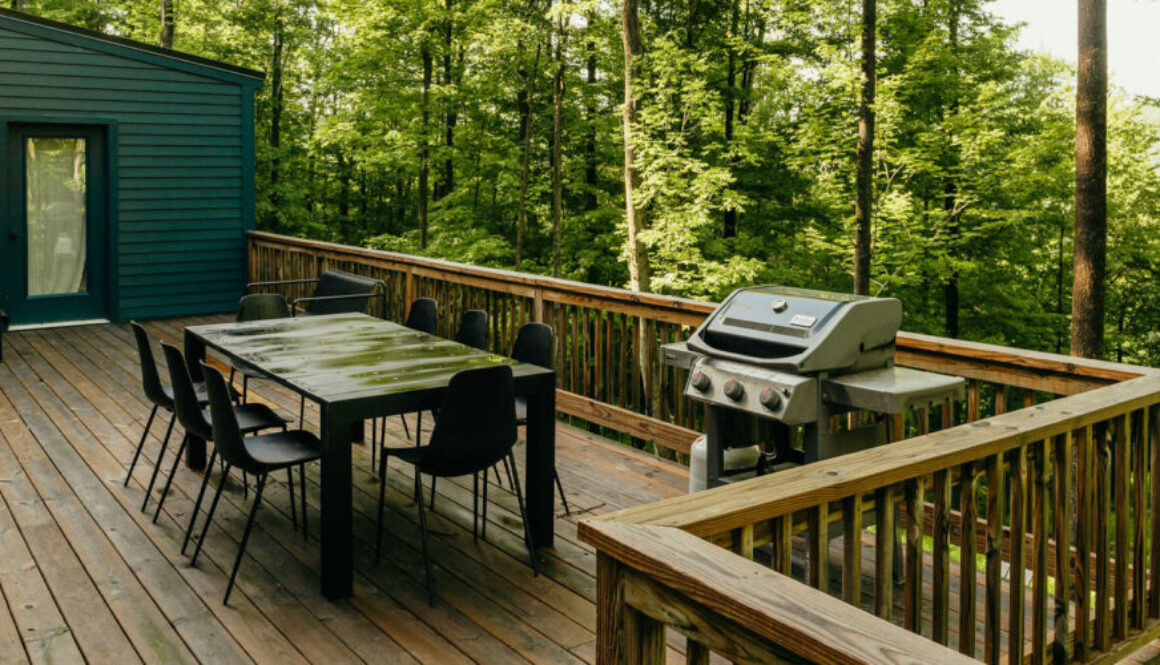 Recently stained wood deck