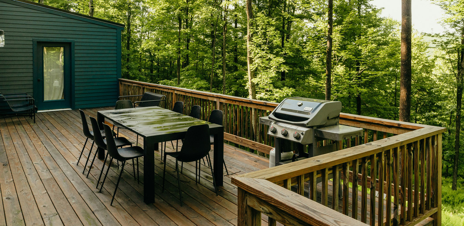 Recently stained wood deck
