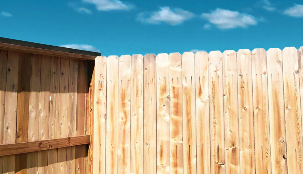 A fence that needs cleaned before staining