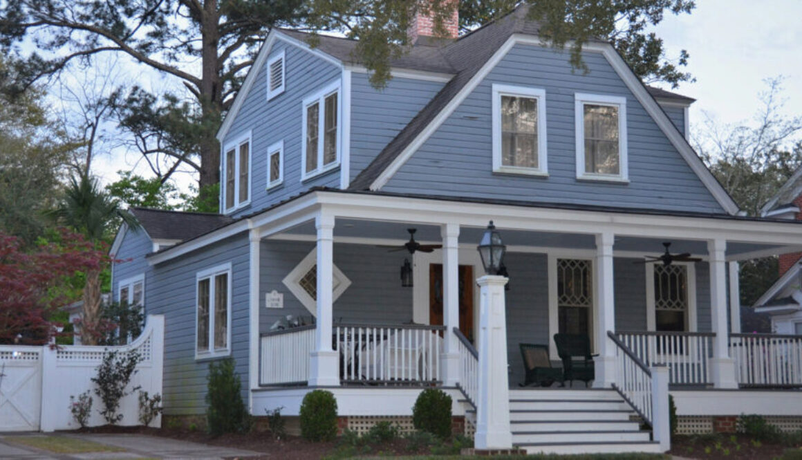 A house ready to paint after power washing