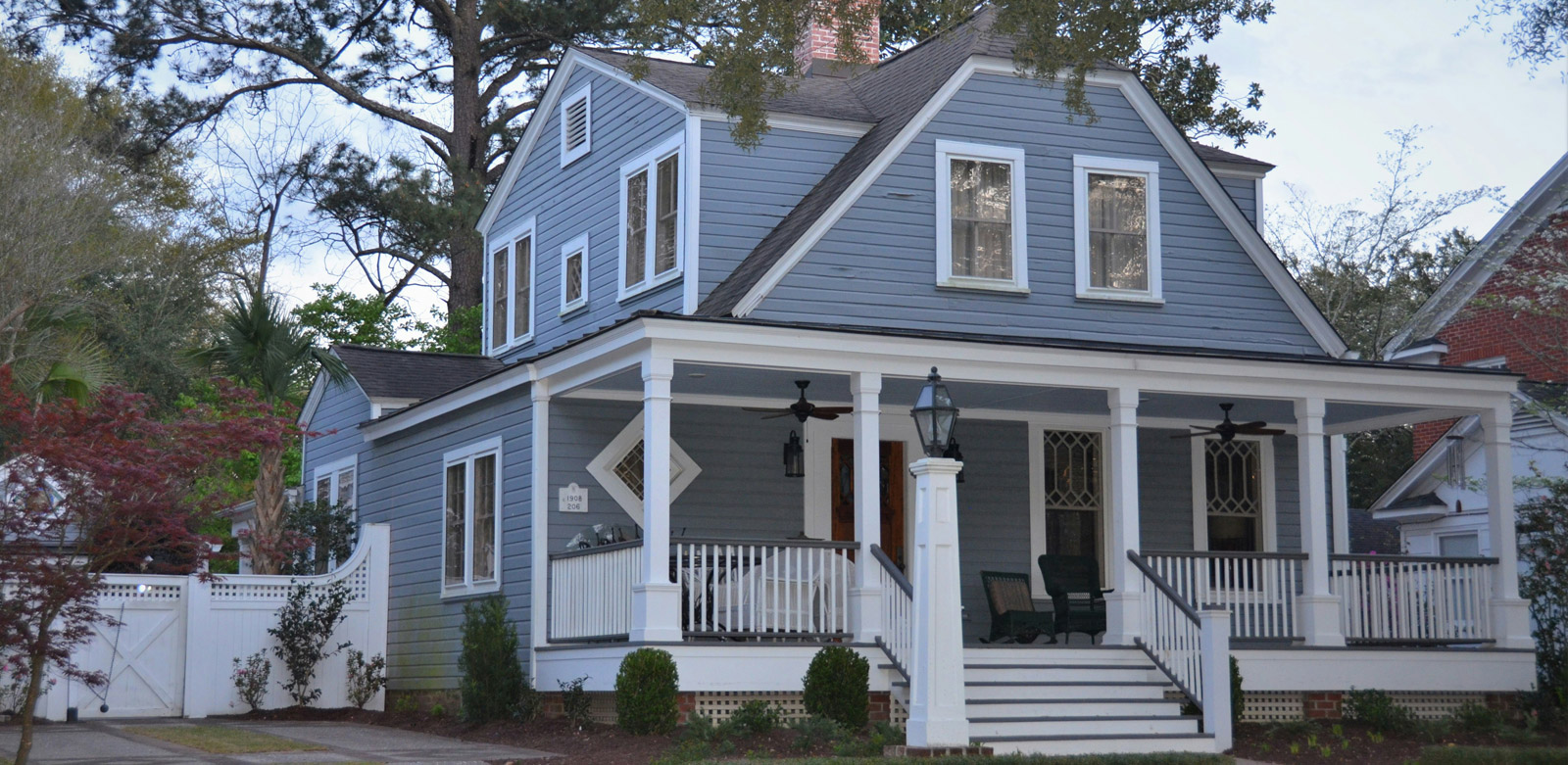 A house ready to paint after power washing